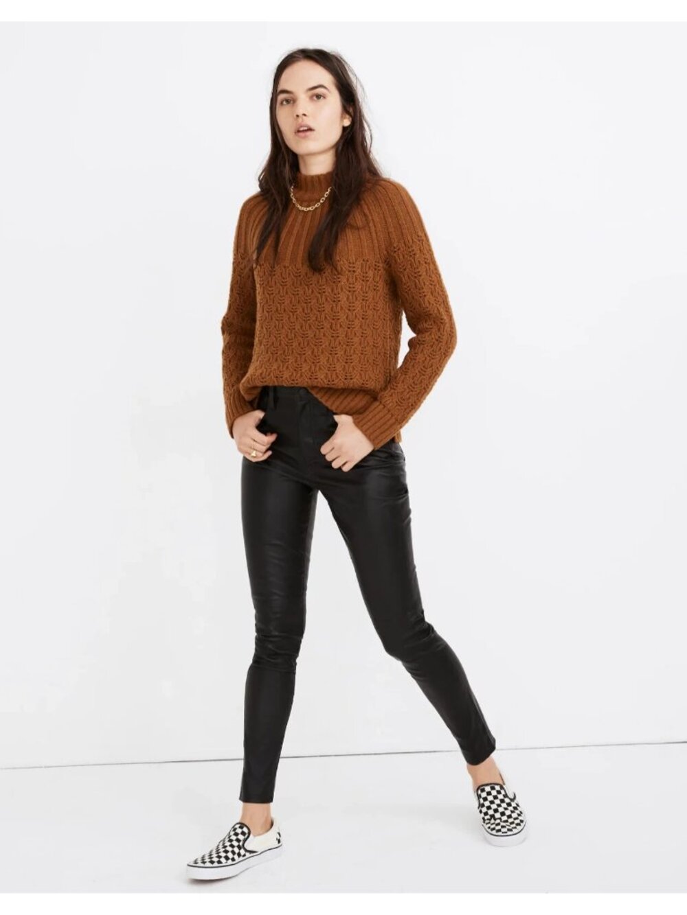 NWT Madewell 10" High-Rise Skinny Jeans: Leather Edition in True Black Pants 29